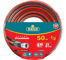 RACO PREMIUM, 1/2″ 50 м, 40 атм, пятислойный, усиленный двумя слоями армирования, поливочный шланг (40300-1/2-50)