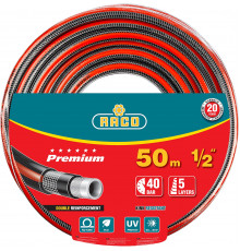 RACO PREMIUM, 1/2″ 50 м, 40 атм, пятислойный, усиленный двумя слоями армирования, поливочный шланг (40300-1/2-50)