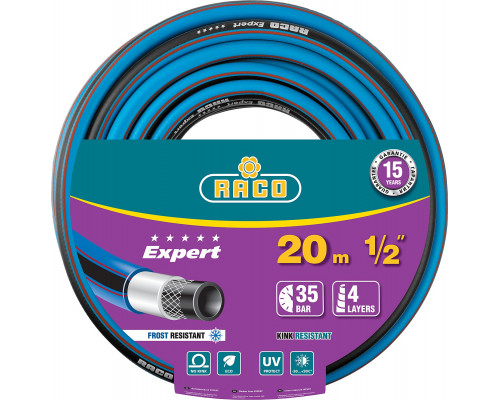 RACO EXPERT, 1/2″ 20 м, 35 атм, четырёхслойный, армированный, поливочный шланг (40302-1/2-20)