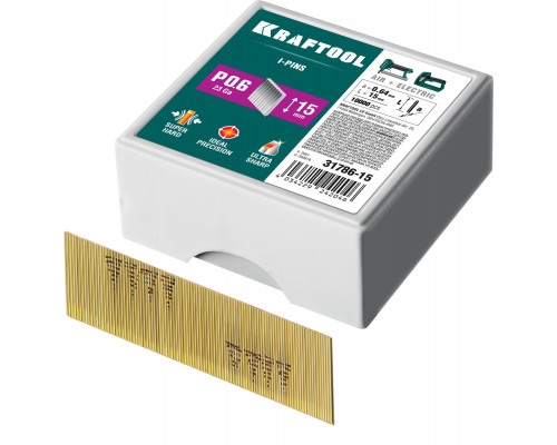 KRAFTOOL тип 23GA (P0.6) 15 мм, 10 000 шт, шпильки для нейлера (31786-15)