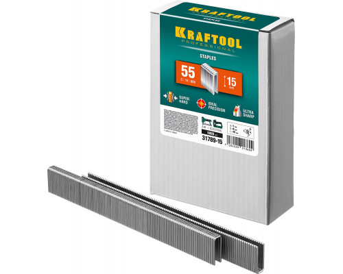 KRAFTOOL тип 18GA (55 / 90 / C) 15 мм, 5000 шт, скобы для степлера (31789-15)