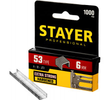 STAYER тип 53 (A/10/JT21) 6 мм, 1000 шт, калибр 23GA, скобы для степлера (3159-06)