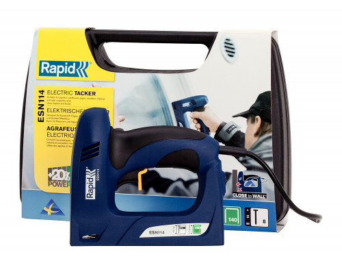 RAPID R:El.Staple Gun ESN114 для скоб тип 140 и гвоздей 300, 2-в-1, Нейлер-степлер (гвозде/скобозабиватель) электрический (5000131)