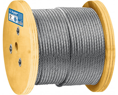 ЗУБР DIN 3060, свивка 6х19+IWR, 12 мм, L=50м., грузоподъемный стальной трос, Профессионал (30415-12)