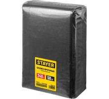 STAYER HEAVY DUTY 240 л, чёрные, 50шт, особопрочные, строительные мусорные мешки (39154-240)