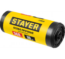 STAYER HEAVY DUTY 360 л, чёрные, 10шт, особопрочные, строительные мусорные мешки (39157-360)