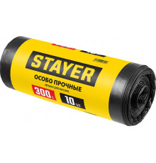 STAYER HEAVY DUTY 300 л, чёрные, 10шт, особопрочные, строительные мусорные мешки (39157-300)