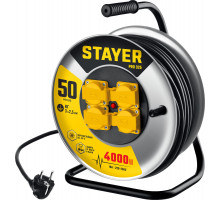 STAYER PRO 325 КГ 3х2.5 50м 4000Вт IP44, Силовой удлинитель на стальной катушке (55076-50)