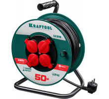 KRAFTOOL P-315, ПВС 3х1.5 50м, 3500Вт IP44, Силовой удлинитель на катушке (55084-50)