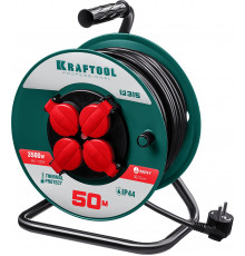 KRAFTOOL P-315, ПВС 3х1.5 50м, 3500Вт IP44, Силовой удлинитель на катушке (55084-50)