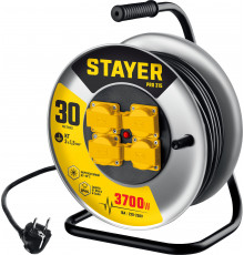 STAYER PRO 315 КГ 3х1.5 30м 3700Вт IP44, Силовой удлинитель на стальной катушке (55077-30)