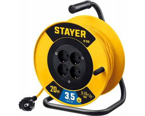 STAYER M 315 ПВС 3х1.5 20м 3500Вт, Силовой удлинитель на катушке (55078-20)