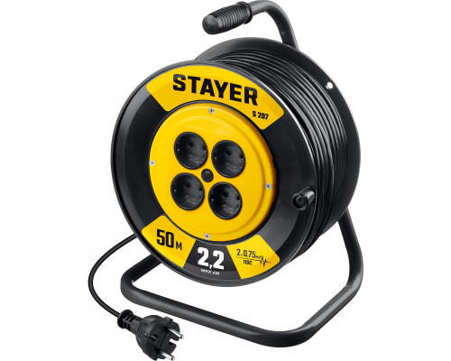 STAYER S 207 ПВС 2х0.75 50м 2200Вт, Удлинитель на катушке (55073-50)