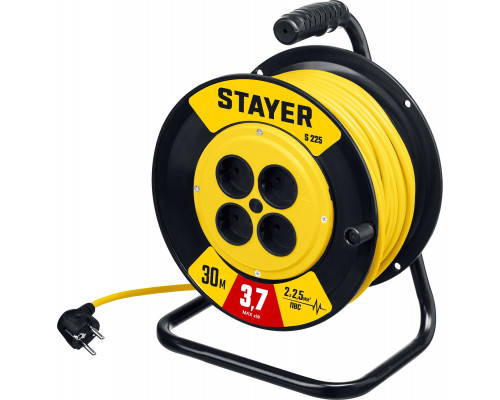 STAYER S-225 ПВС 2х2.5 30м 3750Вт, Силовой удлинитель на катушке (55070-30)