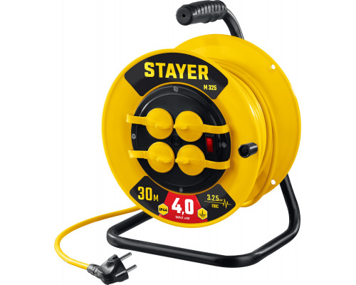 STAYER М-325 ПВС 3х2.5 30м 4000Вт IP44, Силовой удлинитель на катушке (55064-30)