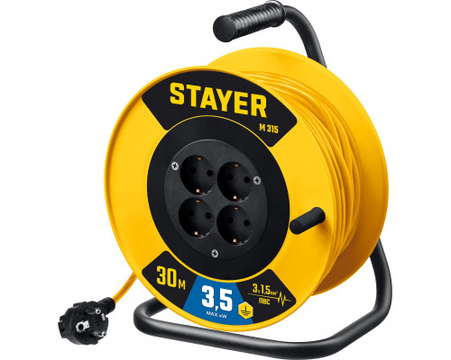 STAYER M 315 ПВС 3х1.5 30м 3500Вт, Силовой удлинитель на катушке (55078-30)