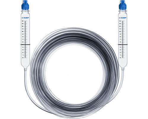 ЗУБР 20 м, Гидроуровень с усиленными измерительными колбами, Профессионал (3482-08-20)
