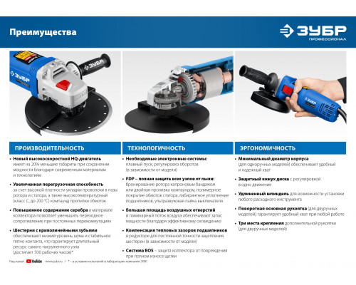 ЗУБР 900 Вт, d125 мм, УШМ, Профессионал (УШМ-П125-900)