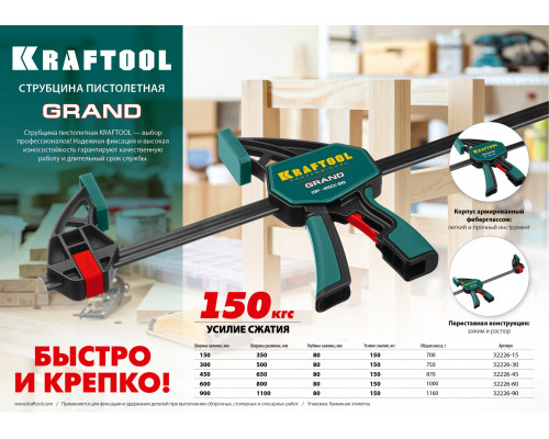 KRAFTOOL GP-900/85 900х85 мм, Пистолетная струбцина (32226-90)