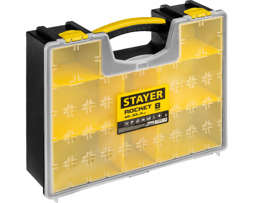 STAYER MULTIMAX, 420 х 334 х 115 мм, (16.5″), Пластиковый органайзер со съемными лотками (38033-16)