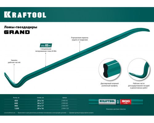 KRAFTOOL 600 мм, 30х17 мм, Двутавровый лом-гвоздодер (21900-60)